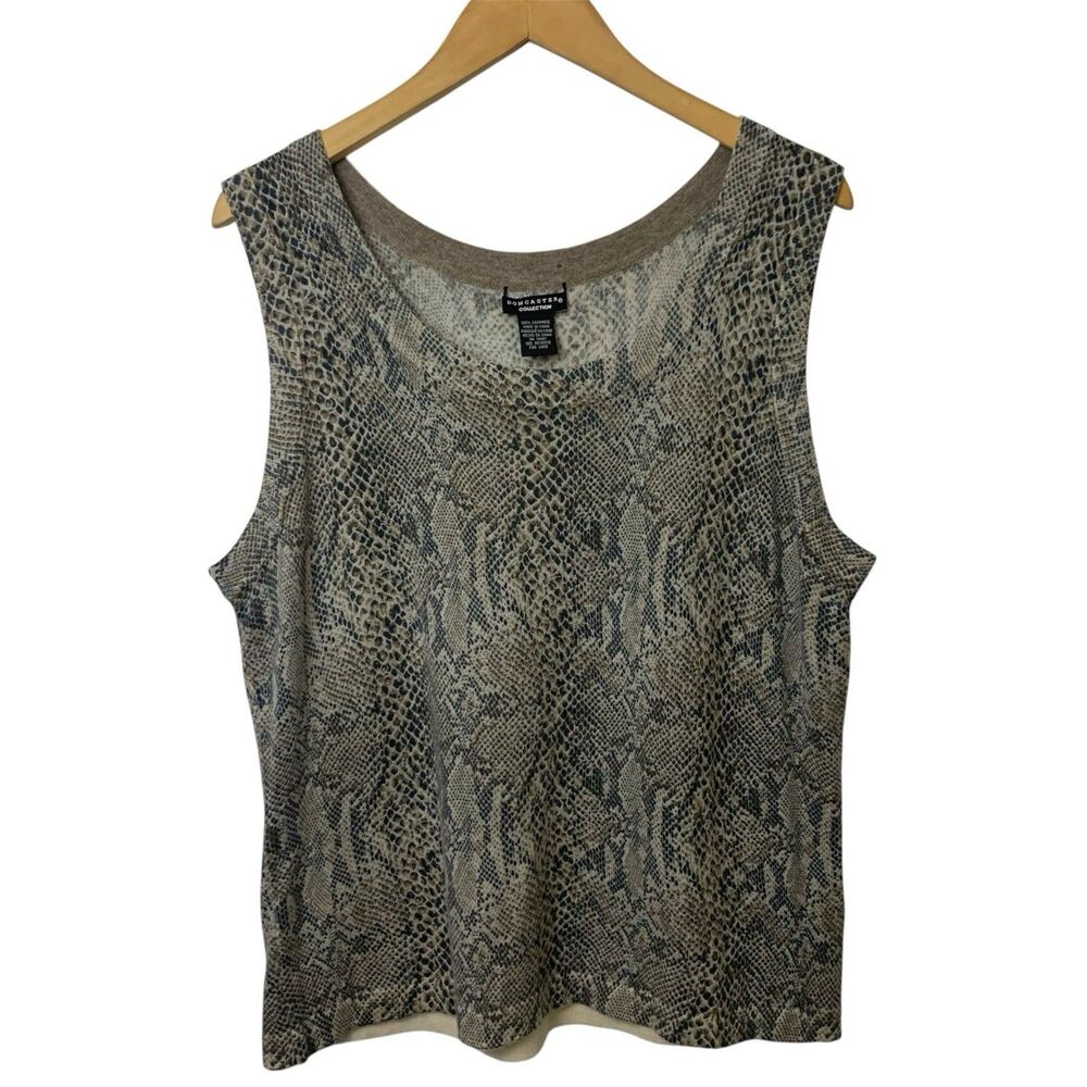 Doncaster Womens 100% Cashmere Sweater Tank Top Snakeskin Print Size XL